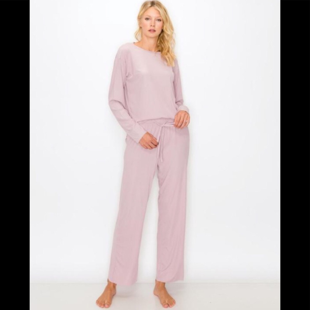Ribbed Long Sleeve Loungewear Loose Lilac S M XL